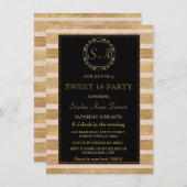 Romantische Rose Gold Fall Wreath SWEET 16 Monogra Einladung (Vorne/Hinten)