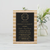 Romantische Rose Gold Fall Wreath SWEET 16 Monogra Einladung (Stehend Vorderseite)