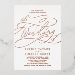 Romantische Rose Gold Foil Blühte die Hochzeit von Folieneinladung