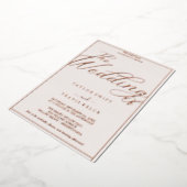 Romantische Rose Gold Foil & Blush Rahmen Hochzeit Folieneinladung (Gedreht)