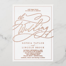 Romantische Rose Gold Foil Calligraphy Frame Weddi Folieneinladung