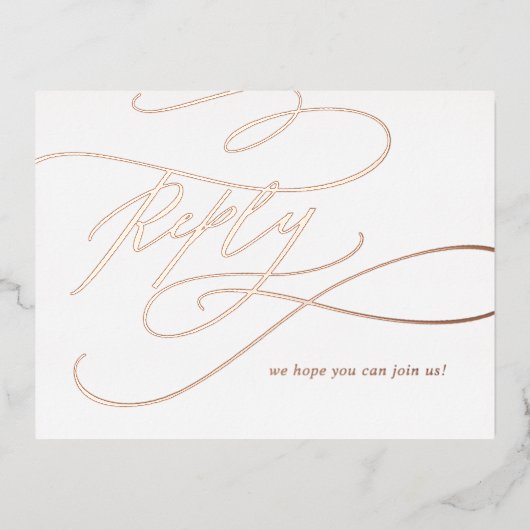 Romantische Rose Gold Foil Mahl UAWG Folie Einladungspostkarte (Vorderseite)