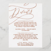 Romantische Rose Gold Foil Wedding Details Card Folie Einladungspostkarte (Vorderseite)