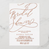 Romantische Rose Gold Fossil Kalligrafie Brautpart Folieneinladung (Vorderseite)