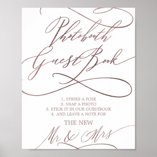 Romantische Rose Gold Fotobooth Gästebuchsignatur Poster (Vorne)