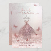 Romantische Rose Gold glitterartige Kleidung Schme Einladung (Vorne/Hinten)