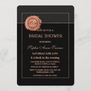 Romantische Rose Gold Glitzer Black Brautparty Einladung