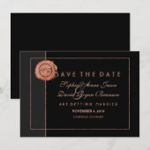 Romantische Rose Gold Glitzer Monogram Save the Da Date (Vorne/Hinten)