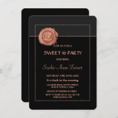 Romantische Rose Gold Glitzer Monogram SWEET 16 Einladung (Vorne/Hinten)