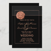 Romantische Rose Gold Glitzer Monogram Wedding Einladung (Vorne/Hinten)