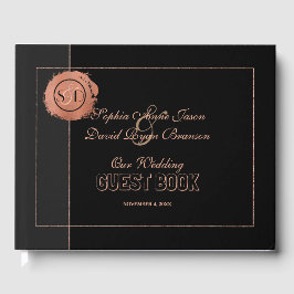 Romantische Rose Gold Glitzer Monogram Wedding Gästebuch