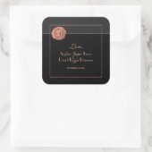 Romantische Rose Gold Glitzer Monogram Wedding Quadratischer Aufkleber (Tasche)