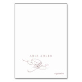 Romantische Rose-Gold-Menü-Option-Platzkarten Tischnummer (Vorderseite)