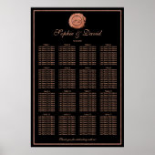 Romantische Rose Gold Monogram Seating Chart Poster (Vorne)