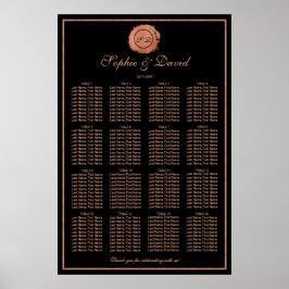 Romantische Rose Gold Monogram Seating Chart Poster
