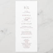 Romantische Rose Gold Monogram Wedding Programm (Vorderseite)