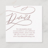 Romantische Rose Gold QR Code Hochzeitsdetails Begleitkarte (Vorderseite)