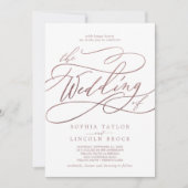 Romantische Rose Gold QR Code in einer Hochzeit Einladung (Vorderseite)