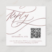 Romantische Rose Gold QR Code Wedding RSVP Begleitkarte (Vorderseite)