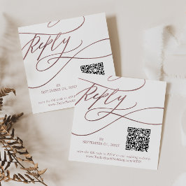 Romantische Rose Gold QR Code Wedding RSVP Begleitkarte
