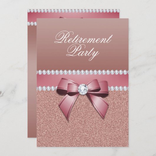Romantische Rose Gold Retirement Party Einladung (Vorne/Hinten)