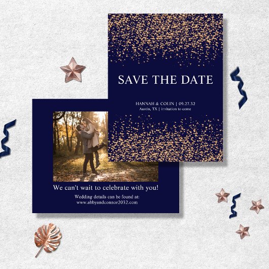 Romantische Rose Gold Stardust Save the Date