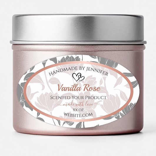 Romantische Rose - Gold- und Graublumenmarken Ovaler Aufkleber