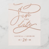 Romantische Rose Goldene Fohlen und Erröten Save t Folie Einladungspostkarte (Vorderseite)