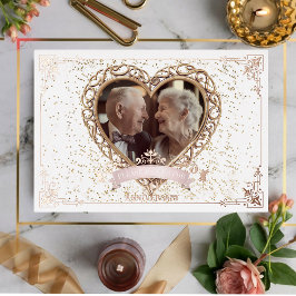 Romantische Rose Goldenes Jahr Einladung