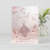 Romantische Rose Goldglanz-Omelfarben-Schmetterlin Einladung (Stehend Vorderseite)