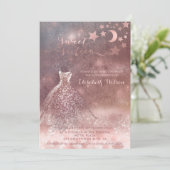 Romantische Rose goldglänzend Kleid celestial Invi Einladung (Stehend Vorderseite)