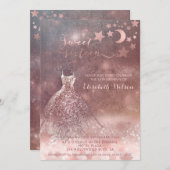 Romantische Rose goldglänzend Kleid celestial Invi Einladung (Vorne/Hinten)