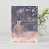 Romantische Rose goldglänzend Kleid himmlisch Einladung (Stehend Vorderseite)