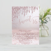 Romantische Rose Goldglitterie Ober-Schmetterling- Einladung (Stehend Vorderseite)