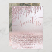 Romantische Rose Goldglitterie Ober-Schmetterling- Einladung (Vorne/Hinten)