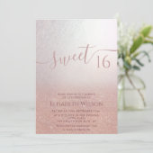 Romantische Rose Goldglitterie Ober-Schmetterling- Einladung (Stehend Vorderseite)