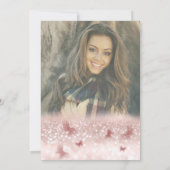 Romantische Rose Goldglitterie Ober-Schmetterling- Einladung (Rückseite)