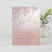 Romantische Rose Goldglitterie Ober-Schmetterling- Einladung (Stehend Vorderseite)