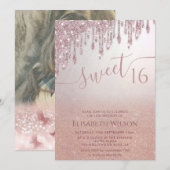 Romantische Rose Goldglitterie Ober-Schmetterling- Einladung (Vorne/Hinten)