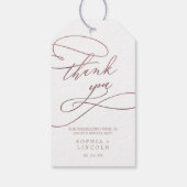 Romantische Rose Goldkalligraphie Vielen Dank Geschenkanhänger (Rückseite)