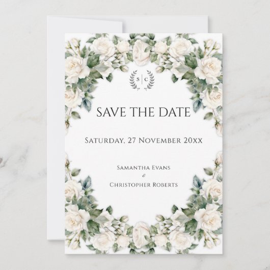 Romantische Rose Hochzeit im Garten Save The Date (Vorderseite)