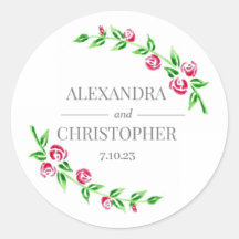 Romantische Rose Hochzeitsticker