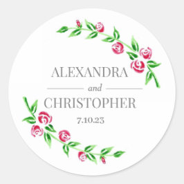 Romantische Rose Hochzeitsticker Runder Aufkleber