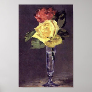 Romantische Rose in der Champagner-Glasdruckerei Poster