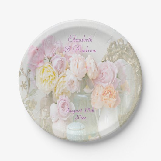 Romantische Rose in Jars Wedding Pappteller (Vorderseite)