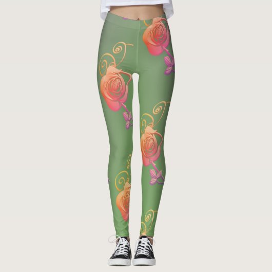Romantische Rose Leggings (Vorderseite)