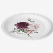 Romantische Rose Luxus Wasserfarbe Botanisch Pappteller (Schrägansicht)