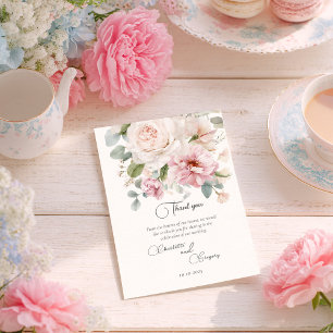 Romantische Rose mit Blumen Dankeskarte