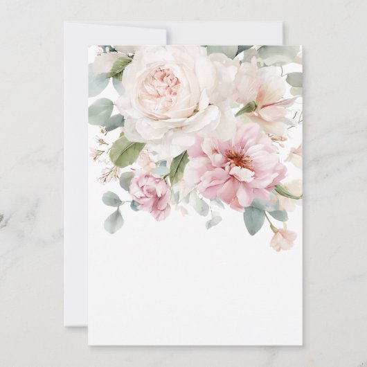 Romantische Rose mit Blumen Einladung (Rückseite)