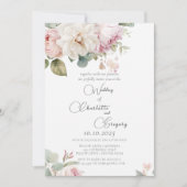 Romantische Rose mit Blumen Einladung (Vorderseite)